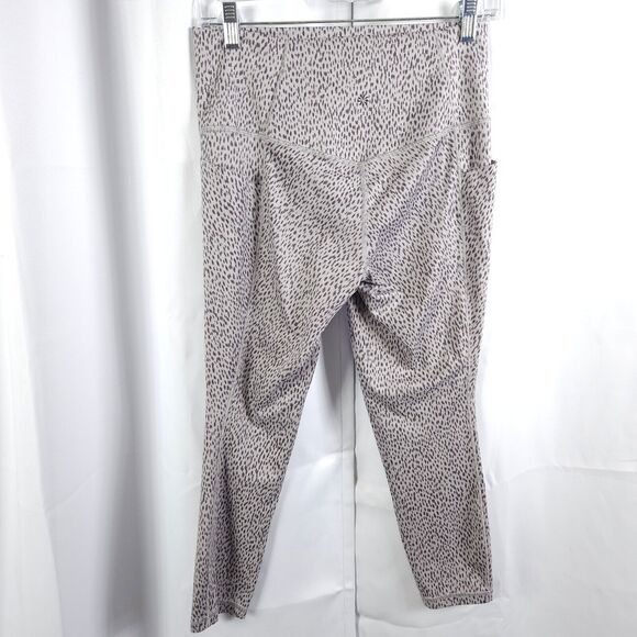 Athleta Womens Medium Gray Cheetah Print Salutations Stash Pocket Legging Tight - Picture 2 of 7